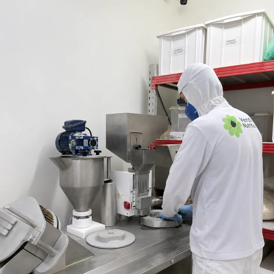 Equipamento de envase e encapsulamento da fábrica Veridi Nutrition