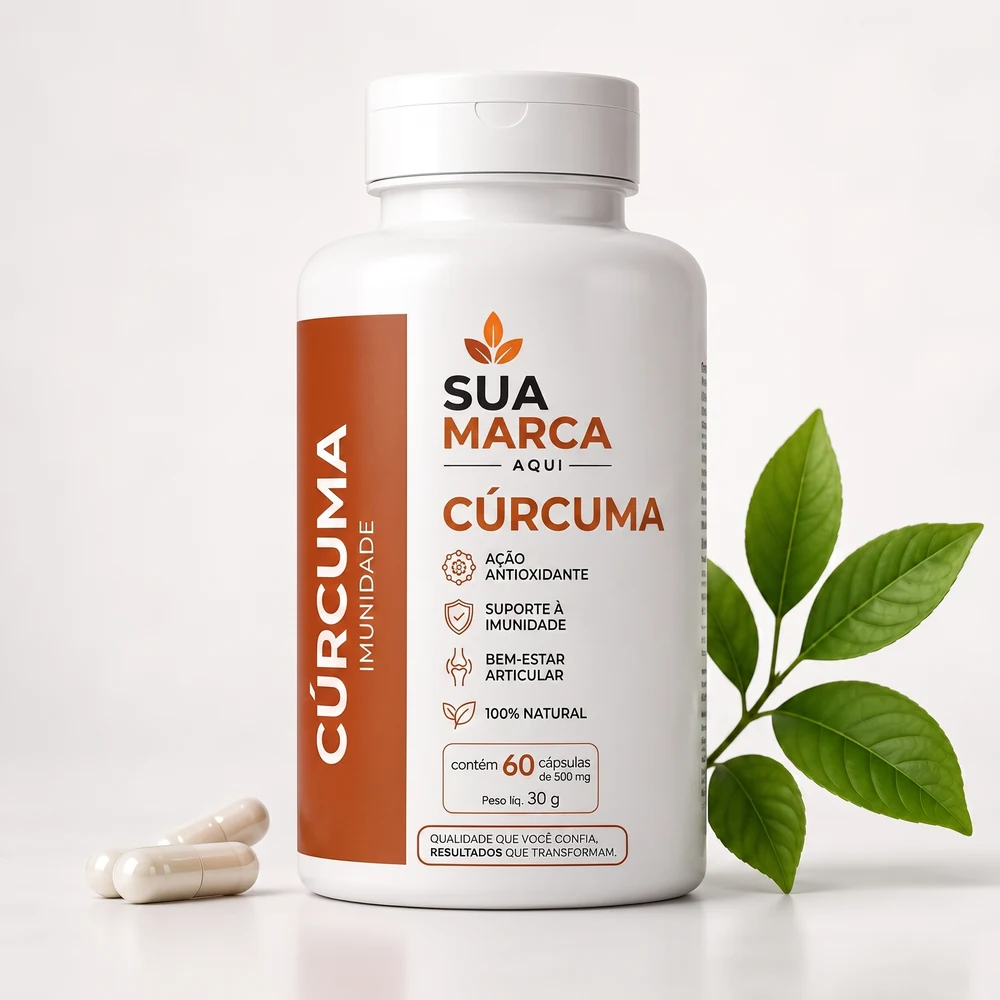 Pote de Cúrcuma com a sua marca, mockup