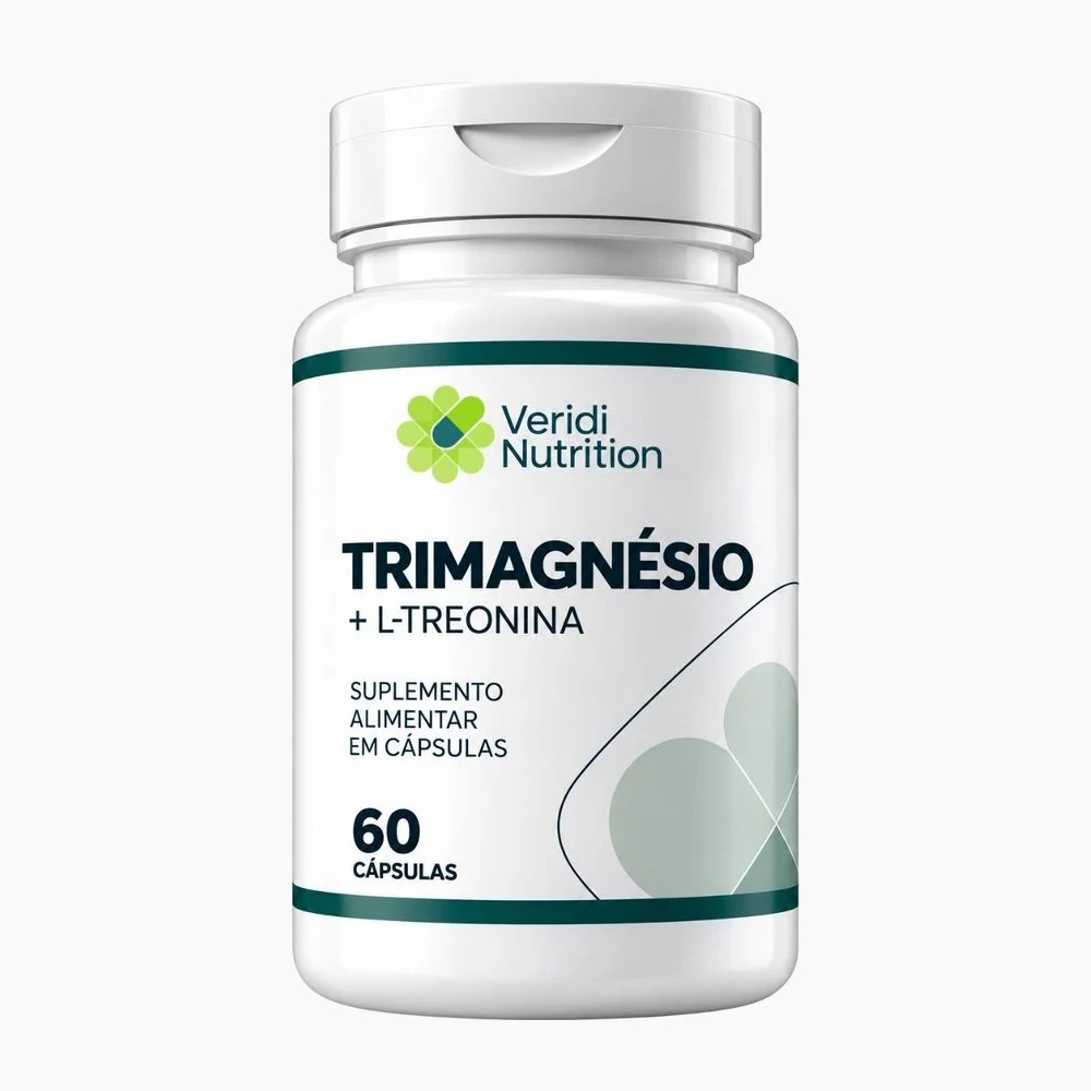 Pote de Trimagnésio + L-Treonina com a sua marca, mockup ilustrativo