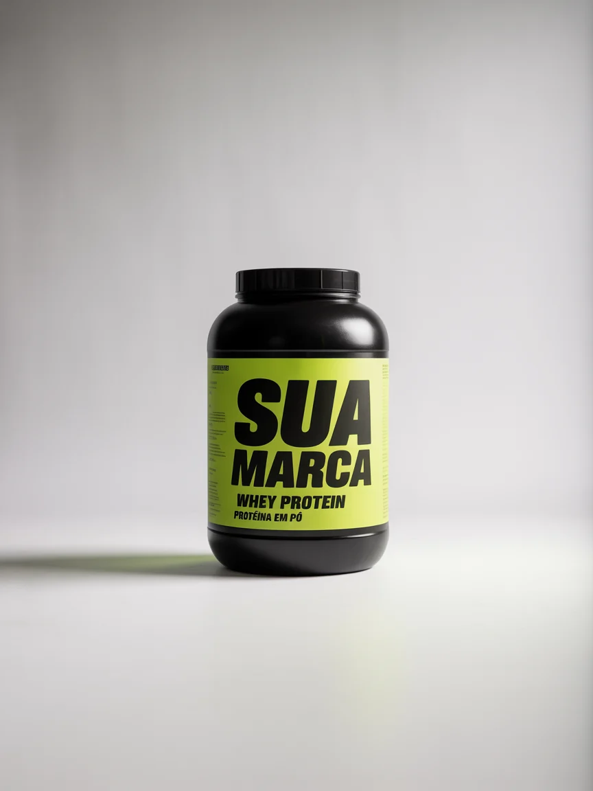 Pote de Whey Protein com a sua marca, mockup