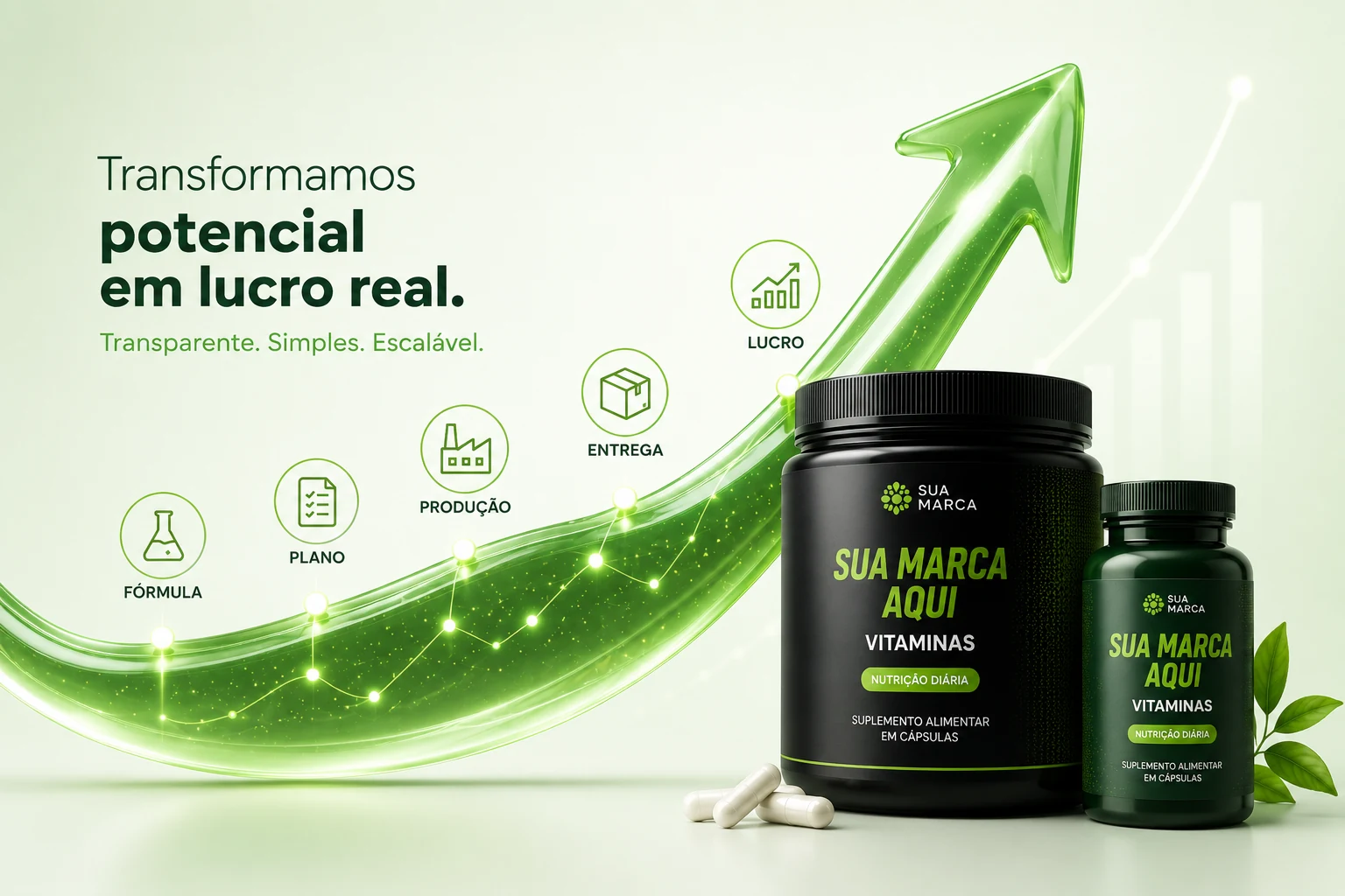 Transformamos potencial em lucro real: do desenvolvimento da fórmula ao lucro, com a sua marca nos potes, Veridi Nutrition